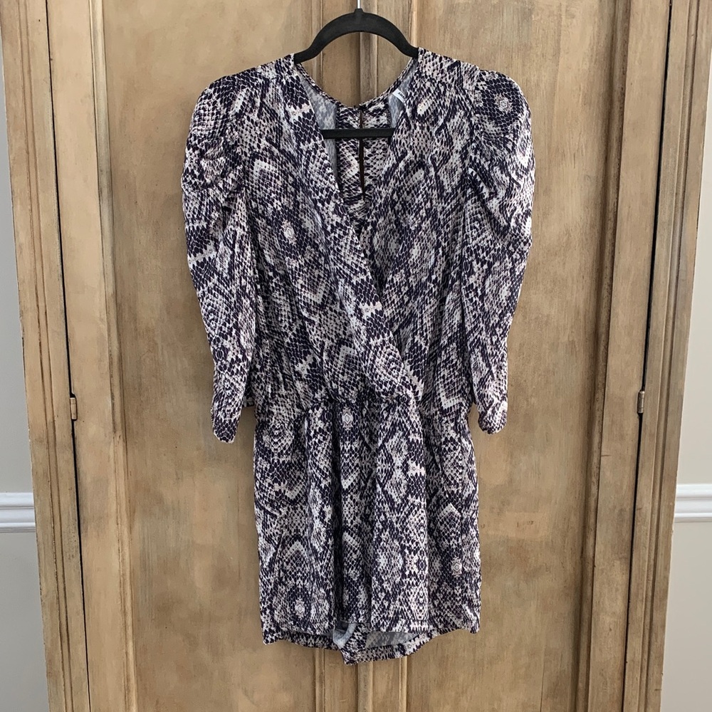 Amanda Uprichard  Snake Print Wrap Skort Romper SZ M